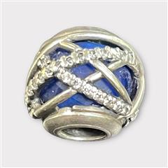 Pandora 925 Sterling Silver Galaxy Royal Blue & CZ Bead Charm